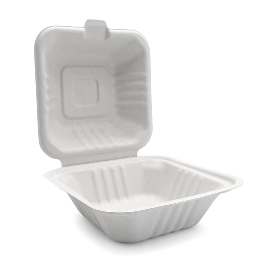 6”-Sugar Cane Hinged Take-Out Container - 500/case/
